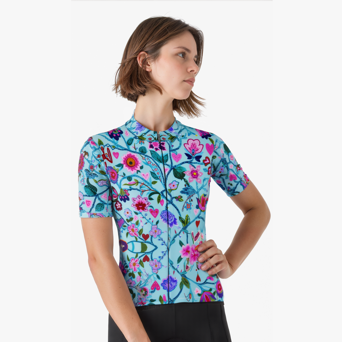 RockBros Women's Floral Short Sleeve Cycling Jersey