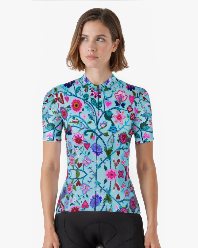 Women's Floral Short Sleeve Cycling Jersey