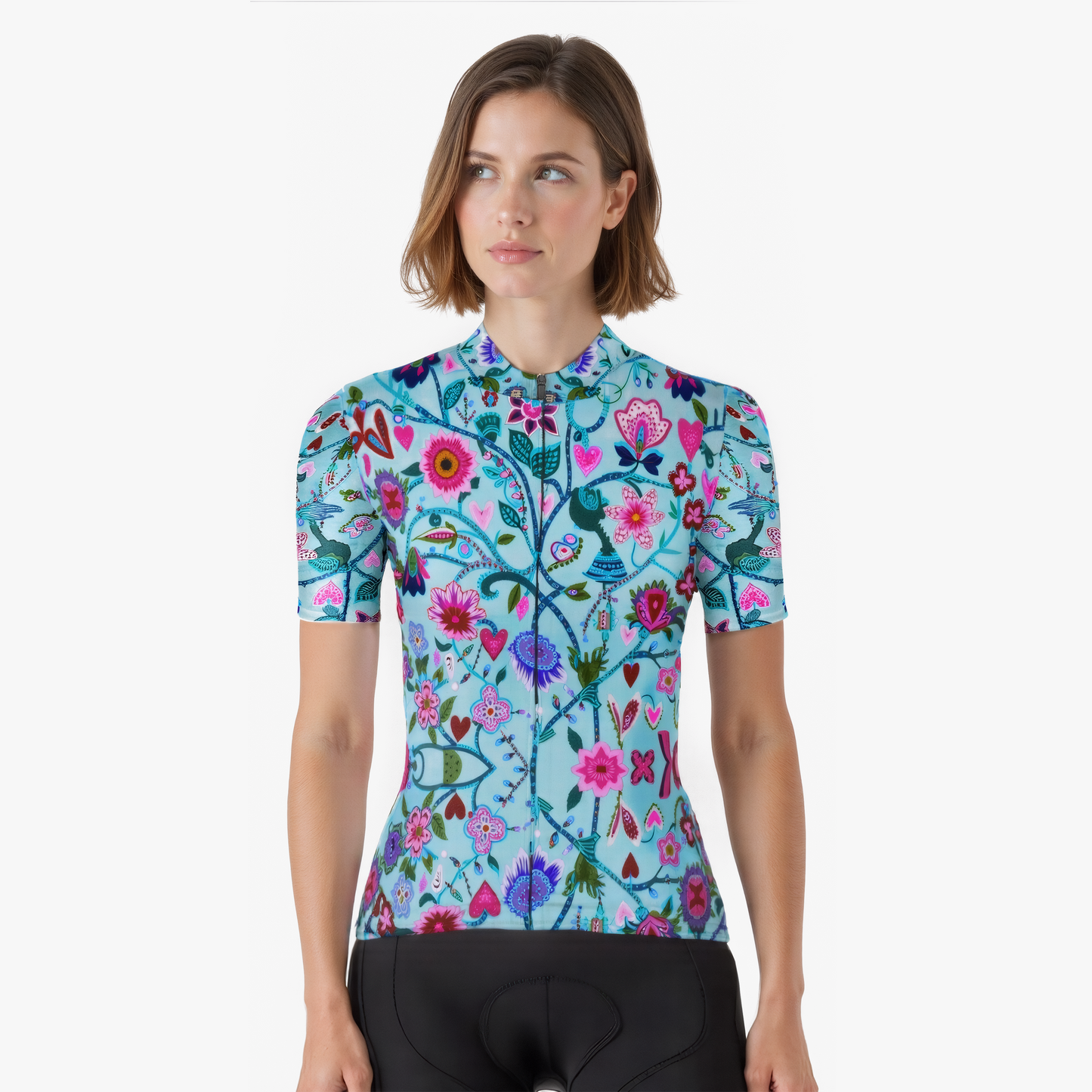 RockBros Women's Floral Short Sleeve Cycling Jersey