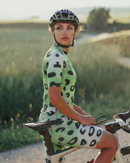 ROCKBROS Women's Modern Camo Nebula Green Leopard Print Cycling Shorts
