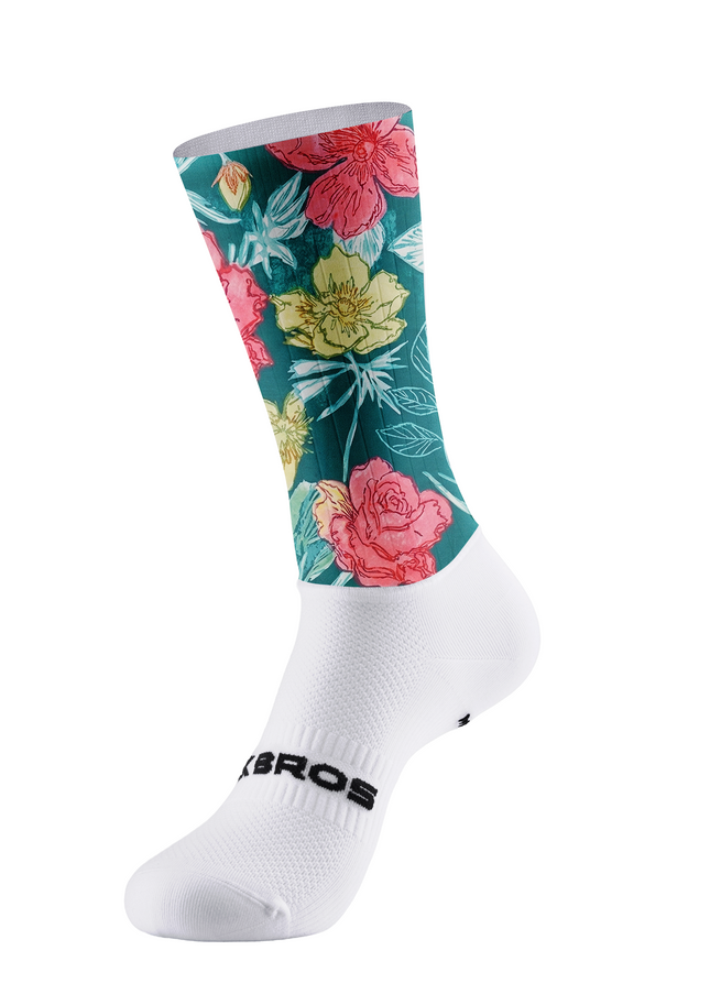 ROCKBROS Women's Vintage Hand-Drawn Bold Floral Print Short Sleeve Cycling Set