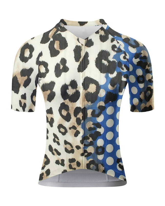 ROCKBROS Women's "Cobalt Cheetah" Pop-Art Leopard Performance Aero Jersey
