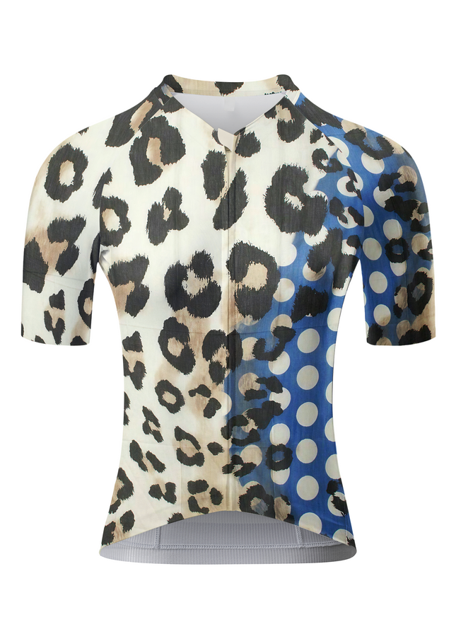 ROCKBROS Women's "Cobalt Cheetah" Pop-Art Leopard Performance Aero Jersey
