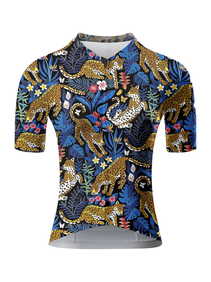 ROCKBROS Women's "Midnight Leopard" Tropical Jungle Art Pro Aero Jersey