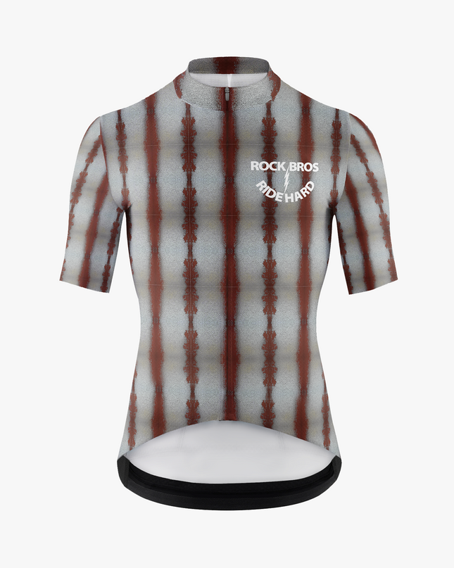 Men’s Chivalry Gray & Red Stripes Cycling Jersey