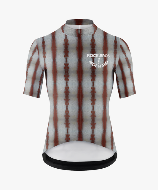 RockBros Men’s Chivalry Gray & Red Stripes Cycling Jersey