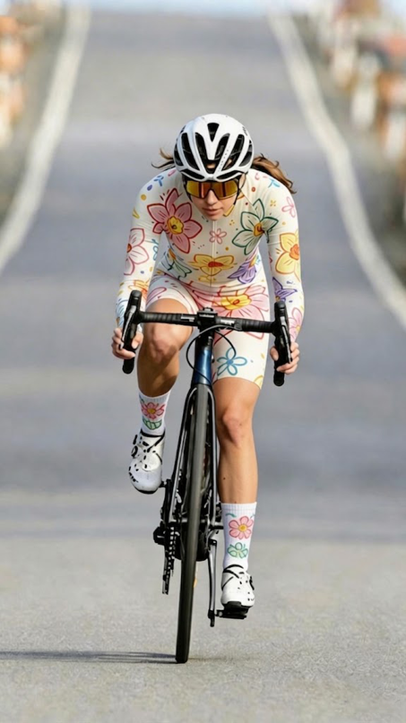 ROCKBROS Women's Hand-Drawn Graffiti Style Colorful Floral Long-Sleeve Cycling Jersey