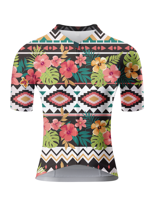 ROCKBROS Women's "Aztec Hibiscus" Tribal Flora Art Pro Aero Jersey