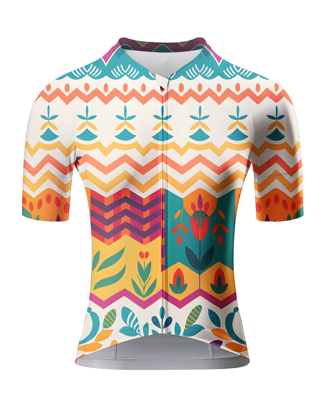 ROCKBROS Women's "Folkloric Wave" Geometric Folk Art Pro Aero Jersey