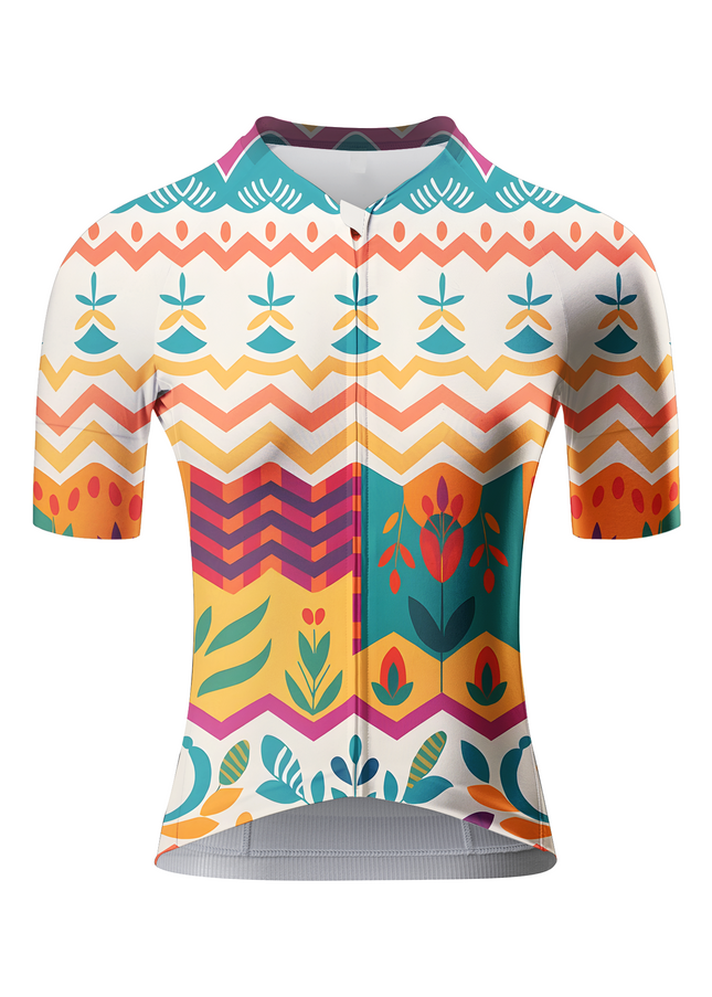 ROCKBROS Women's "Folkloric Wave" Geometric Folk Art Pro Aero Jersey