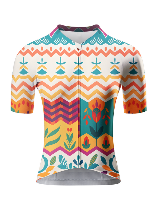 ROCKBROS Women's "Folkloric Wave" Geometric Folk Art Pro Aero Jersey