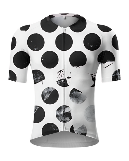 RockBros Men's "Monochrome Ink" Deconstructed Polka Dot Cycling Jersey