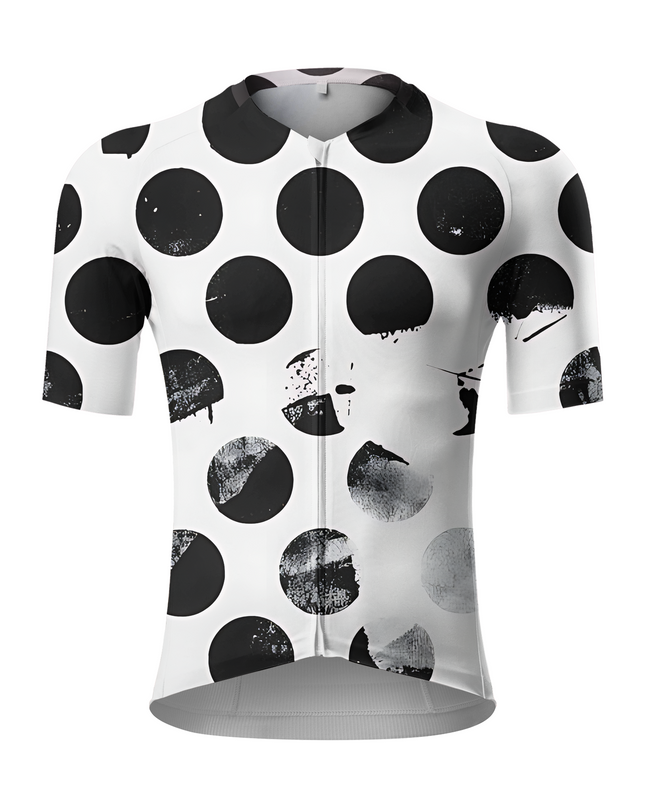 RockBros Men's "Monochrome Ink" Deconstructed Polka Dot Cycling Jersey