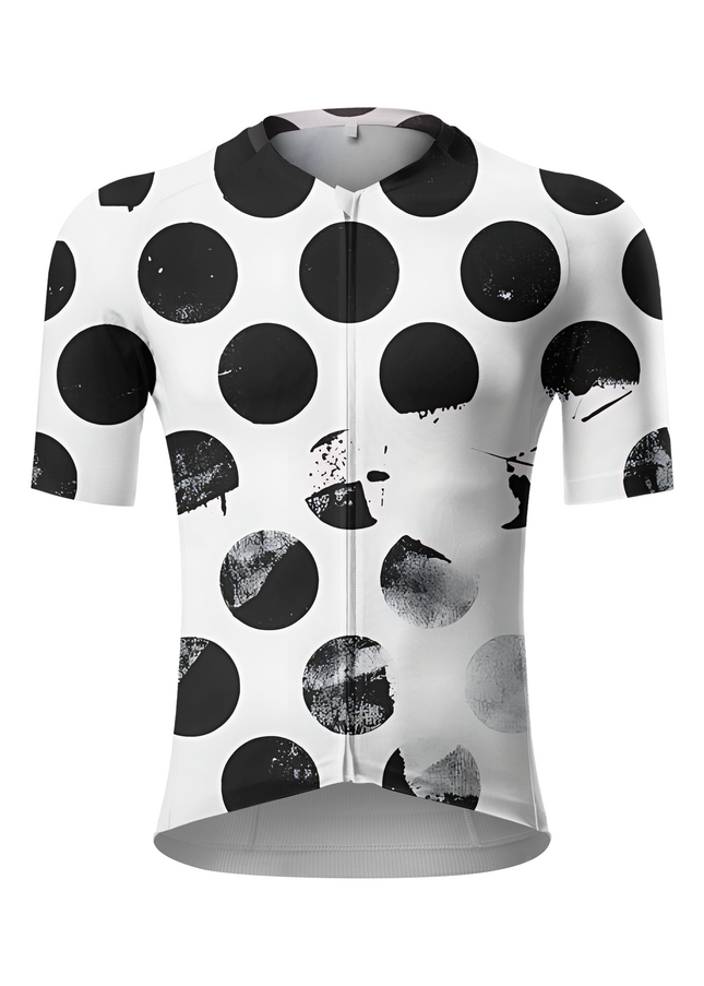 RockBros Men's "Monochrome Ink" Deconstructed Polka Dot Cycling Jersey
