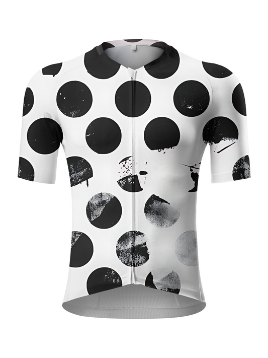 RockBros Men's "Monochrome Ink" Deconstructed Polka Dot Cycling Jersey