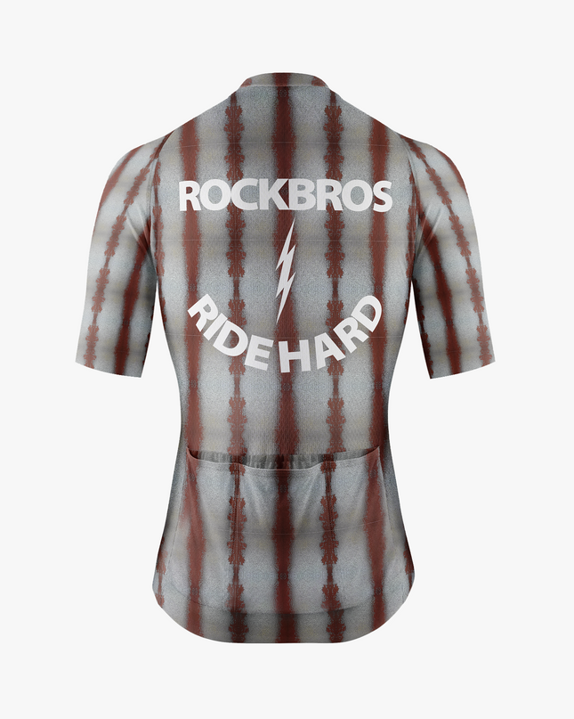 Men’s Chivalry Gray & Red Stripes Cycling Jersey