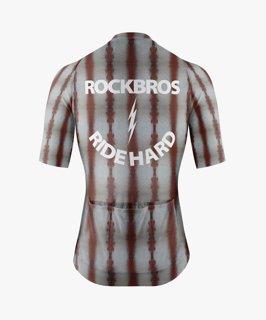 RockBros Men’s Chivalry Gray & Red Stripes Cycling Jersey