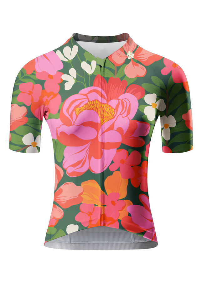 ROCKBROS Women's "Lush Peony" Oversized Botanical Art Pro Aero Jersey