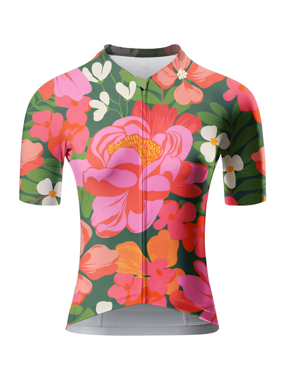 ROCKBROS Women's "Lush Peony" Oversized Botanical Art Pro Aero Jersey