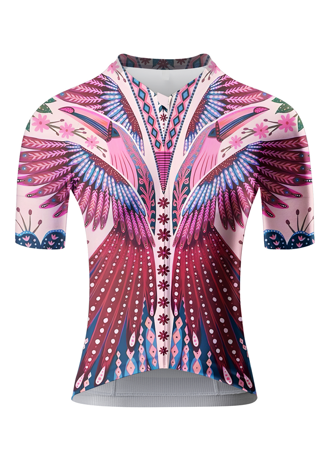 ROCKBROS Women's "Flamingo Symphony" Symmetrical Folk Art Pro Aero Jersey