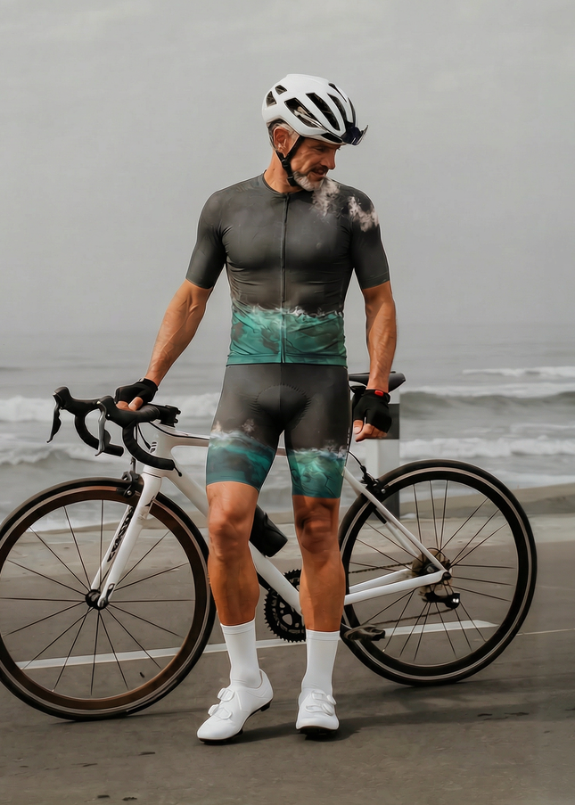 ROCKBROS Men's "Abyssal Shore" Abstract Fluid Art Pro Aero Jersey
