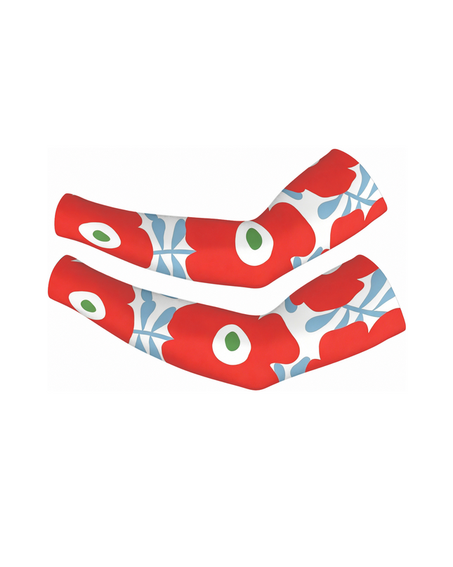 ROCKBROS Retro Poppy Graphic Red White Performance Sleeves