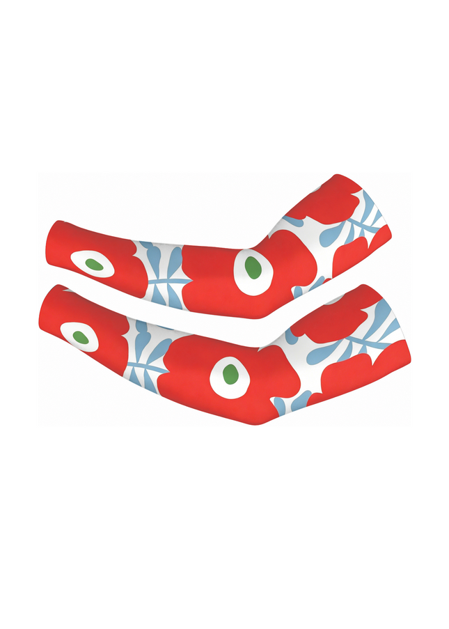 ROCKBROS Retro Poppy Graphic Red White Performance Sleeves
