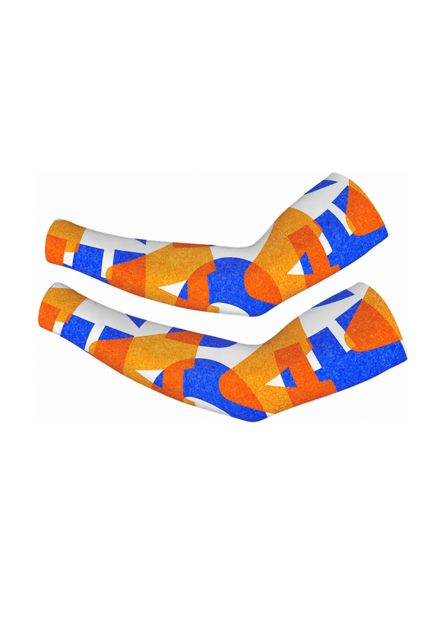 ROCKBROS Bold Geo Graphic Orange Blue Performance Sleeves