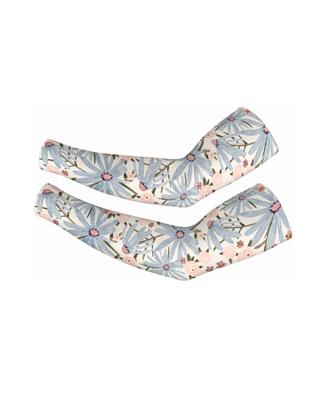 ROCKBROS Pastel Daisy Graphic White Blue Performance Sleeves
