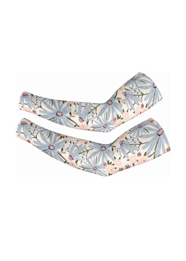 ROCKBROS Pastel Daisy Graphic White Blue Performance Sleeves