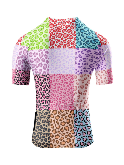 ROCKBROS Women's "Spectrum Leopard" All-Weather Patchwork Pro Aero Jersey
