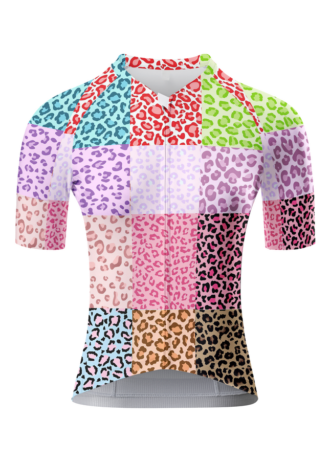 ROCKBROS Women's "Spectrum Leopard" All-Weather Patchwork Pro Aero Jersey