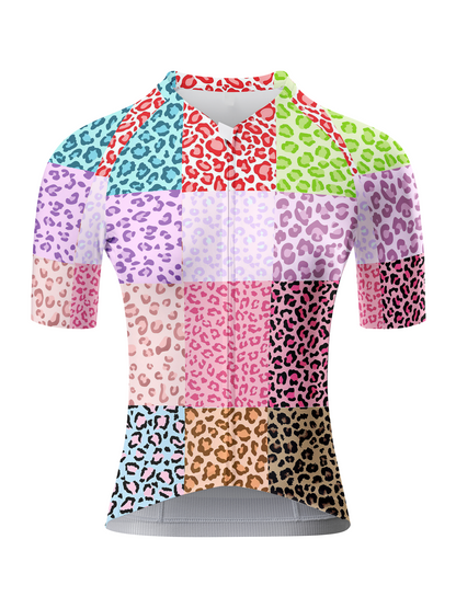 ROCKBROS Women's "Spectrum Leopard" All-Weather Patchwork Pro Aero Jersey