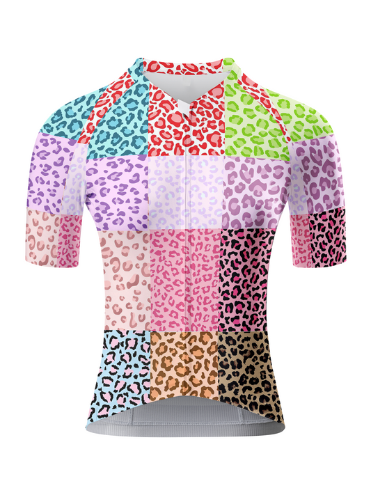 ROCKBROS Women's "Spectrum Leopard" All-Weather Patchwork Pro Aero Jersey
