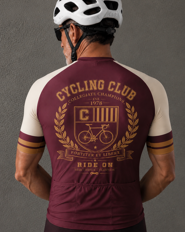 ROCKBROS Men's Royal Lion Crest Vintage Club Cycling Jersey
