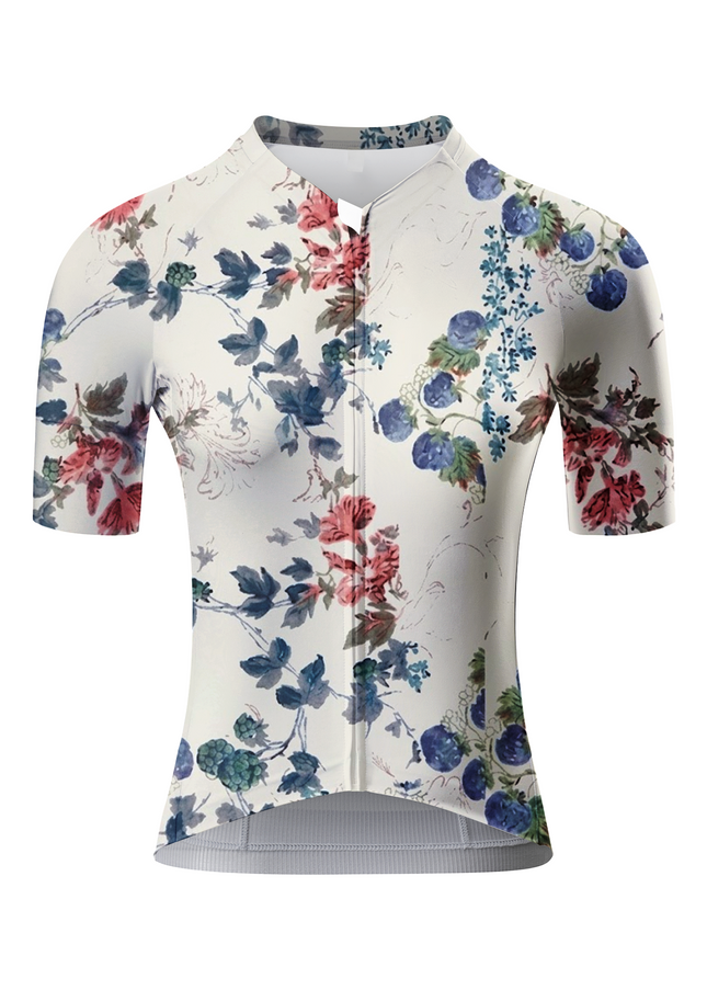 ROCKBROS Women's Watercolor Vintage Berry & Floral Print Short Sleeve Cycling Set