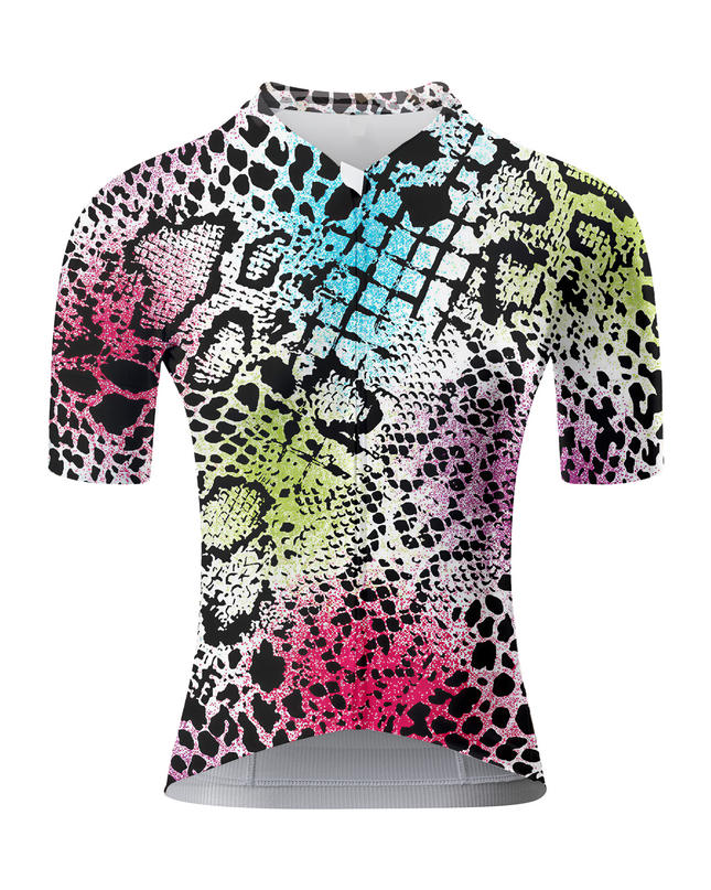 ROCKBROS Women's "Cyber Safari" All-Weather Neon Animal-Print Pro Jersey