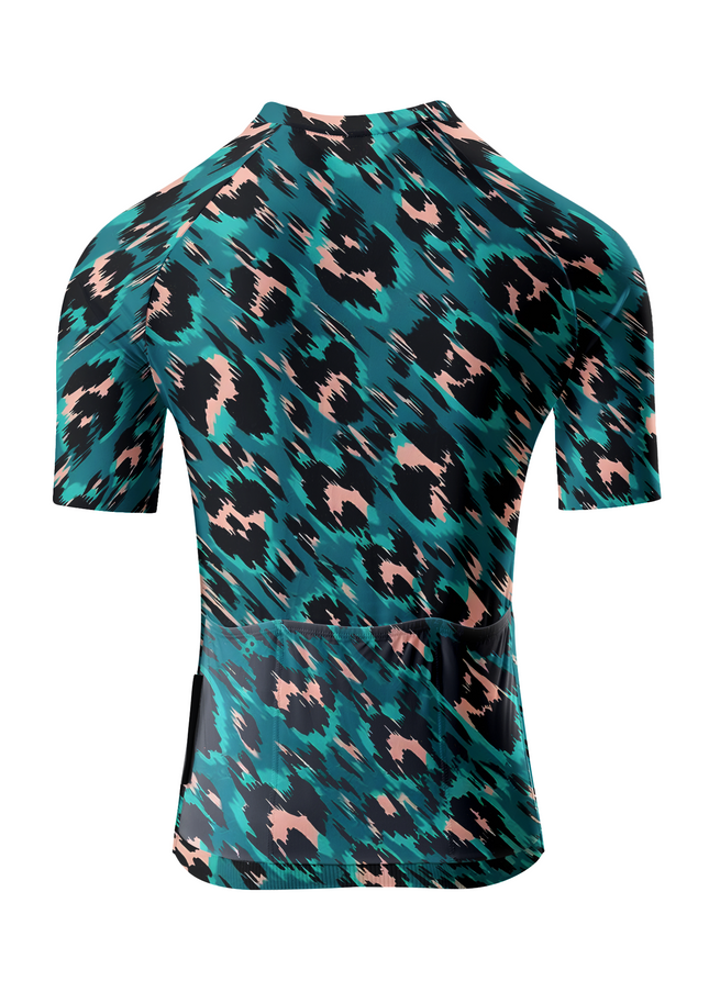 ROCKBROS Women's "Teal Velocity" Abstract Panther Pro Aero Jersey