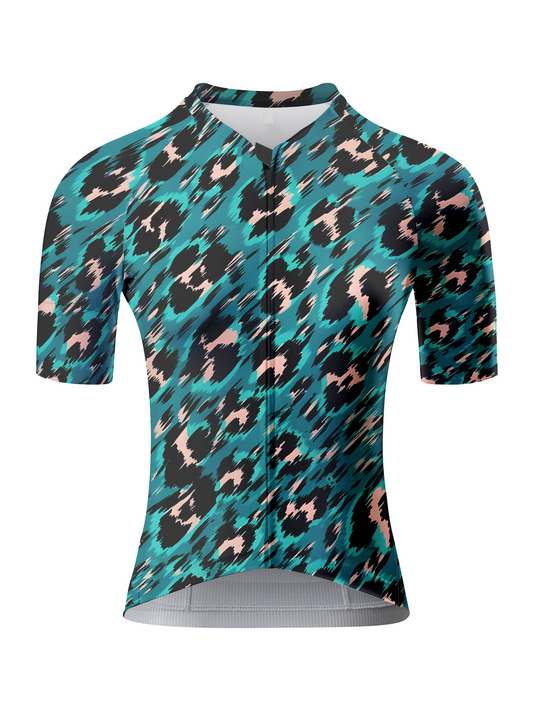 ROCKBROS Women's "Teal Velocity" Abstract Panther Pro Aero Jersey