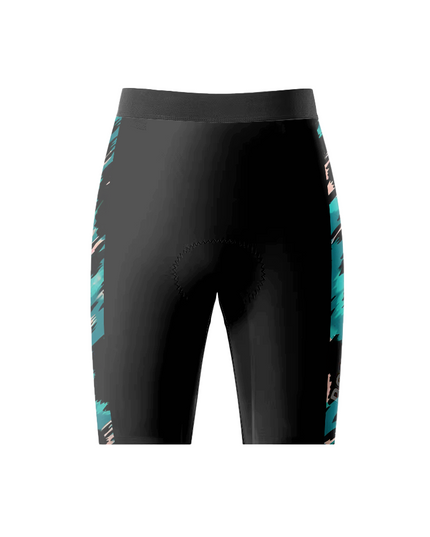 ROCKBROS Women's Street Graffiti Stealth Black & Cyan Stroke Aero Cycling Shorts