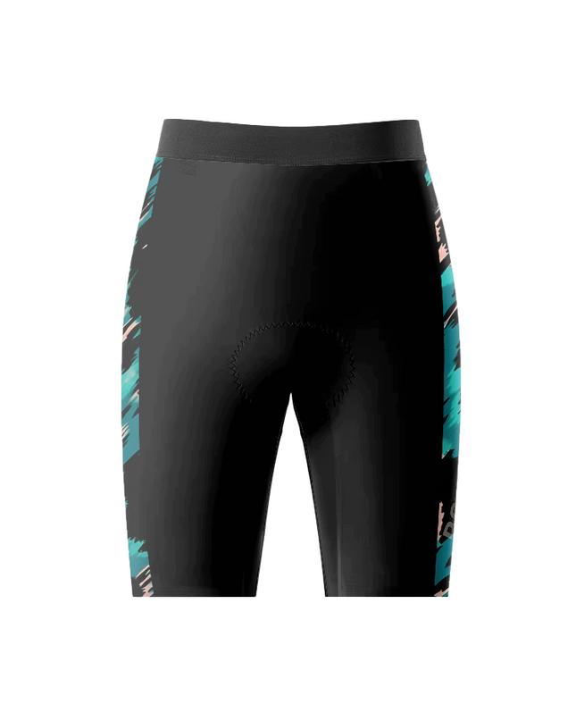 ROCKBROS Women's Street Graffiti Stealth Black & Cyan Stroke Aero Cycling Shorts