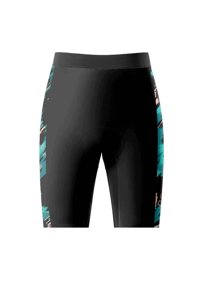 ROCKBROS Women's Street Graffiti Stealth Black & Cyan Stroke Aero Cycling Shorts