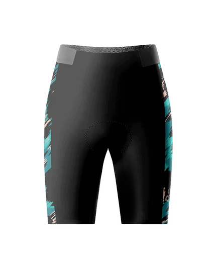 ROCKBROS Women's Street Graffiti Stealth Black & Cyan Stroke Aero Cycling Shorts