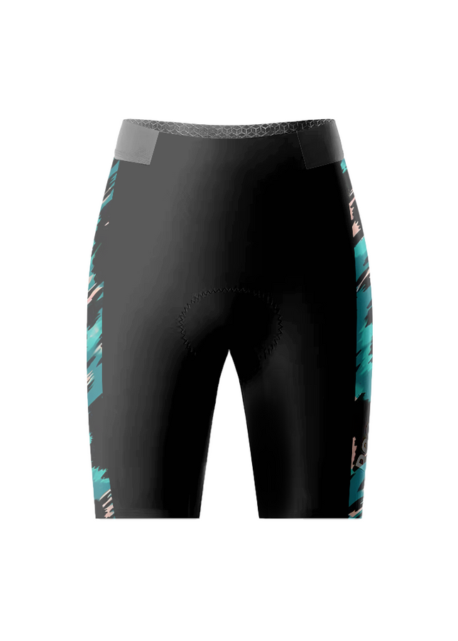 ROCKBROS Women's Street Graffiti Stealth Black & Cyan Stroke Aero Cycling Shorts