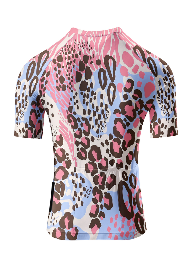 ROCKBROS Women's "Pastel Wild" All-Weather Artistic Leopard Pro Aero Jersey