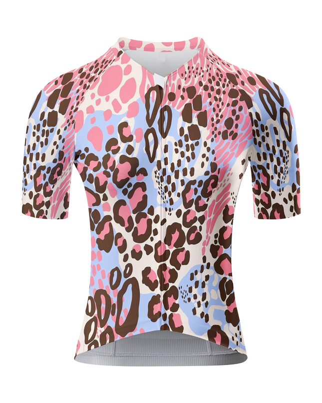 ROCKBROS Women's "Pastel Wild" All-Weather Artistic Leopard Pro Aero Jersey