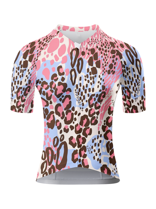 ROCKBROS Women's "Pastel Wild" All-Weather Artistic Leopard Pro Aero Jersey