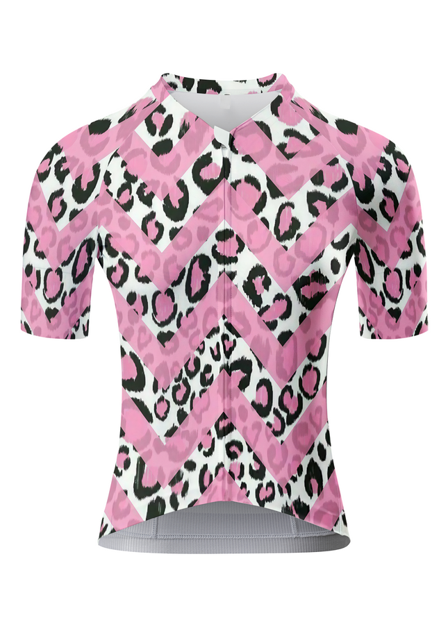 ROCKBROS Women's "Velocity Rose" All-Weather Chevron-Leopard Pro Aero Jersey