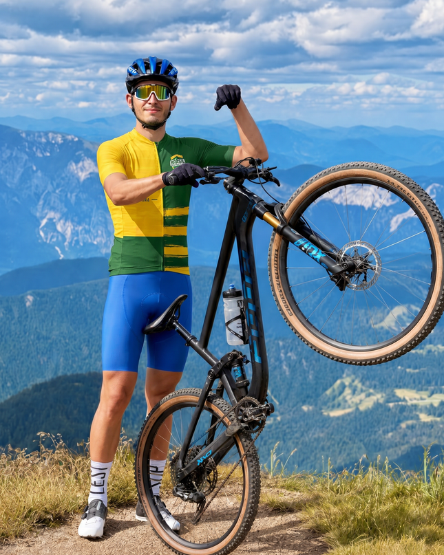 ROCKBROS Men's Brazil Flag Split Color Cycling Jersey