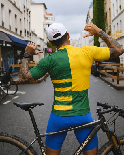 ROCKBROS Men's Brazil Flag Split Color Cycling Jersey